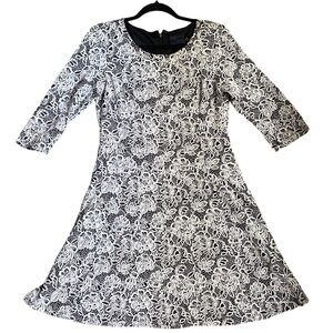 Lace Pattern A line Just Taylor fitted tailored flair knee length cocktail 10